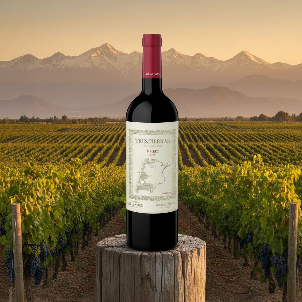 Alandes Tres Tierras, Malbec Wine Bottle The Online Wine Tasting Club 