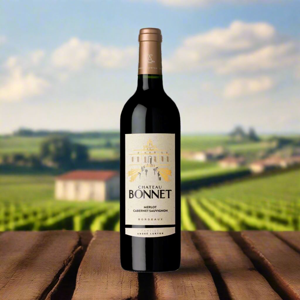 Chateau Bonnet, Merlot, Cabernet Sauvignon, Bordeaux, France Wine Bottle North South Wines 