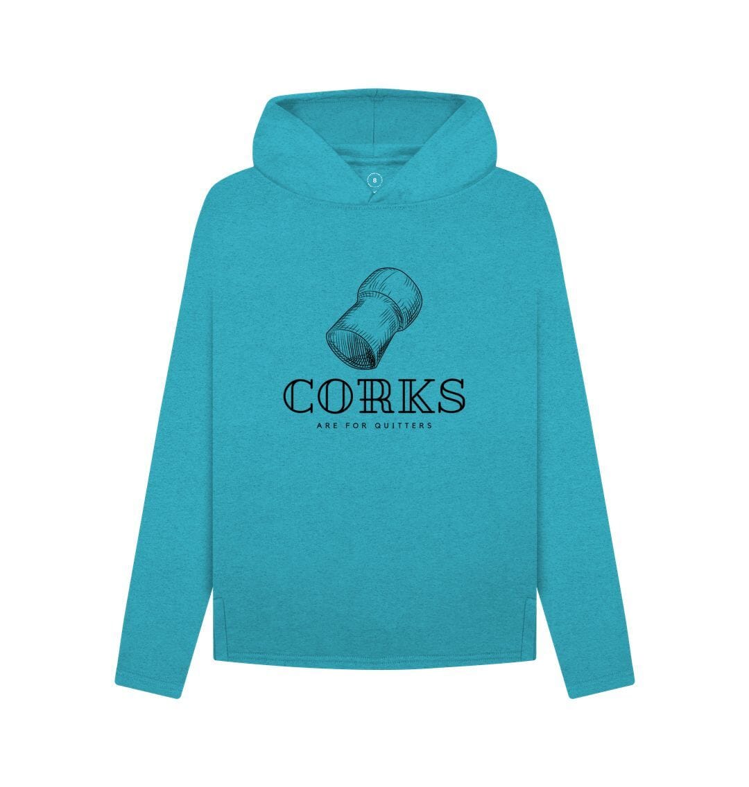 Corks are for Quitters Hoodie Recycled Hoody Online Wine Tasting Club Ocean Blue 8 