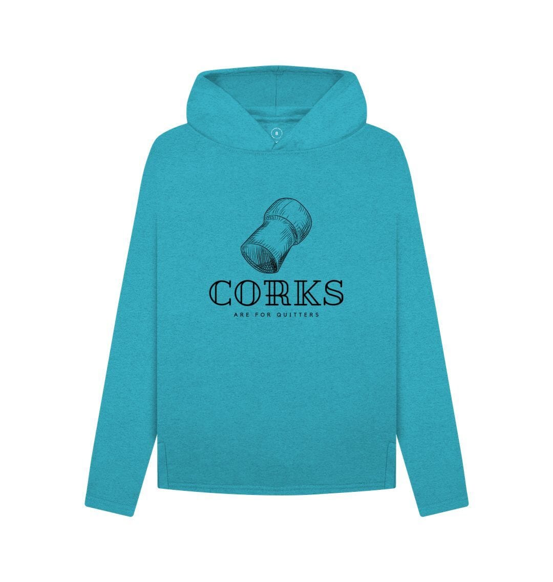 Corks are for Quitters Hoodie Recycled Hoody Online Wine Tasting Club Ocean Blue 8 