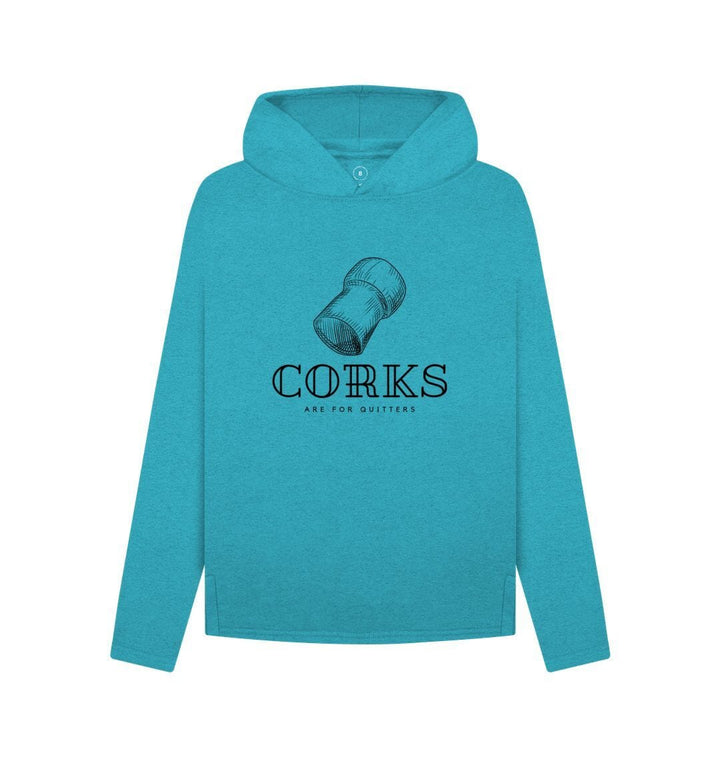 Corks are for Quitters Hoodie Recycled Hoody Online Wine Tasting Club Ocean Blue 8 