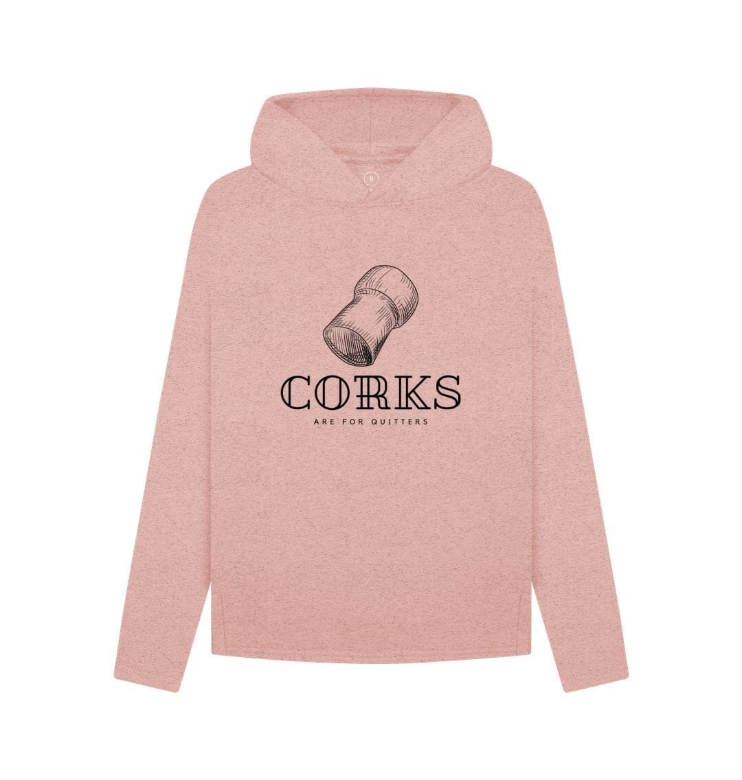 Corks are for Quitters Hoodie Recycled Hoody Online Wine Tasting Club Sunset Pink 8 