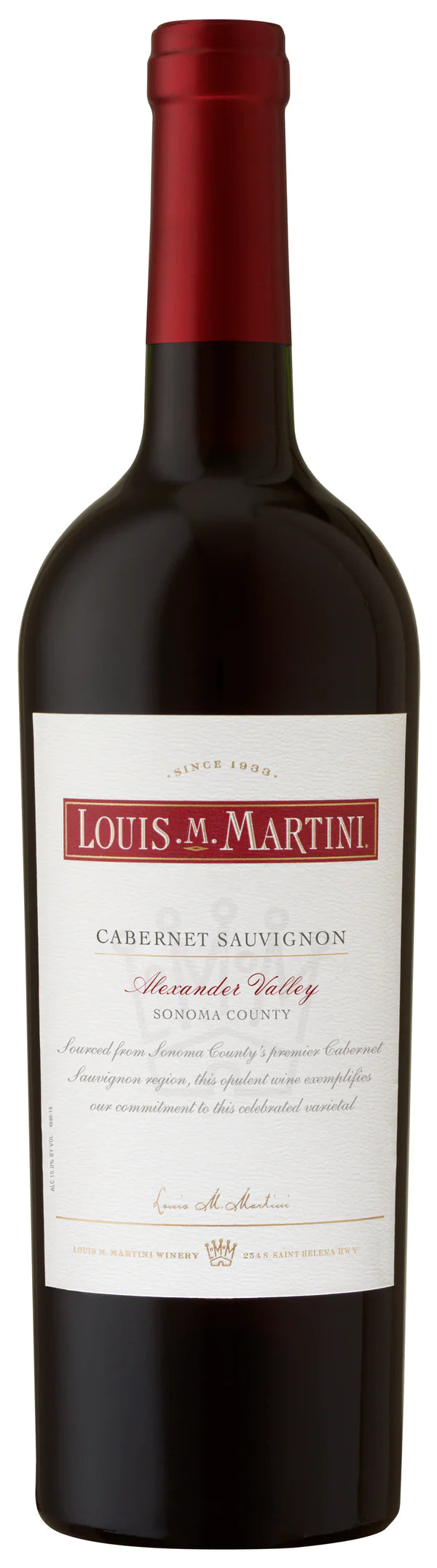 Louis M. Martini, Alexander Valley, Cabernet Sauvignon, Alexander Valley, 2018 Wine Bottle Vineyards Cellars 
